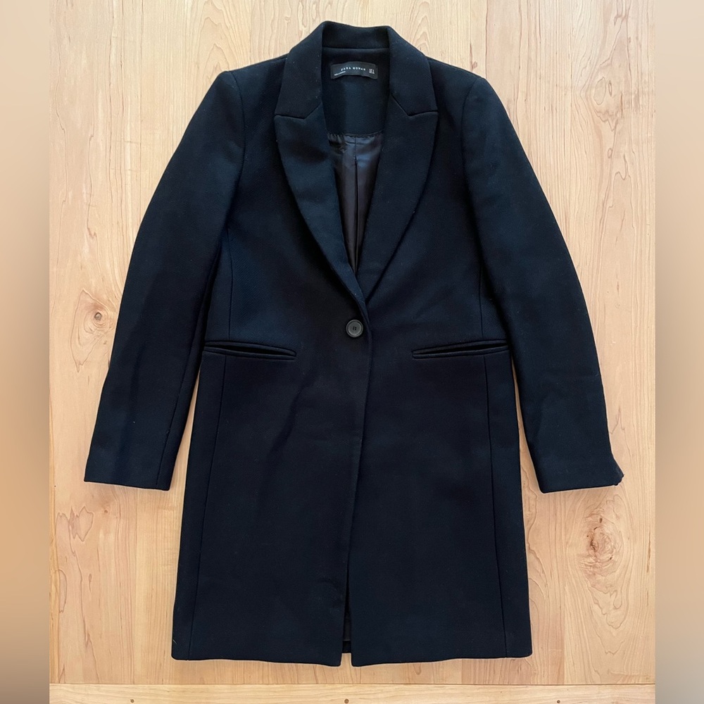 [Zara] Black Wool Long Coat